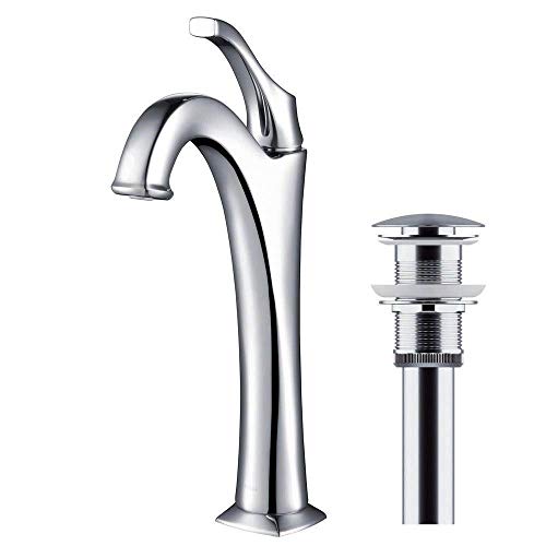 KRAUS KVF-1200CH Arlo Single Handle Vessel Bathroom Faucet with Pop Up Drain, Chrome by Kraus - Used condition - US$49.12
