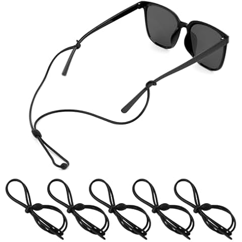 GCXIXPY Glasses Strap for Men Women, Anti-slip Eye Glasses Holders Around Neck, 5 PCS Eyeglasses Strap, Black Colourful Glasses Holder Strap, Adjustable Sunglasses Strap for Women, Reading Cover