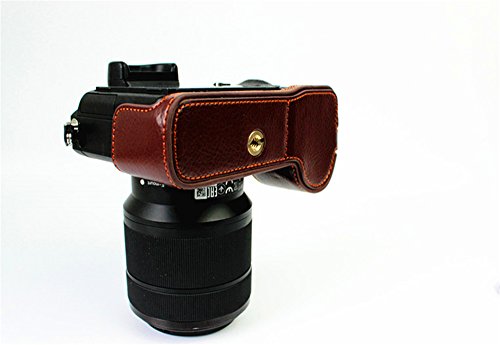 Sony A7 Case, Bolinus Handmade Genuine Real Leather Half Camera Case Bag Cover For Sony Alpha A7 A7R A7S Bottom Opening Version + Hand Strap -Coffee #TOP5