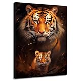 KPLUNDO Tiger Canvas Wall Art Tiger Family Painting Print Watercolor Wildllife Poster Abstract Animal Portrait Artwork For Bedroom Bathroom Decor(Artwork-2,12'x18')