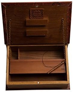 Original Kavatza PI Unique Mini Mini Secret Rolling Stash Book Box - Wooden Stash Box Like Antique Book (Small 18.5 x 13cm)