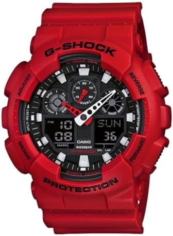 Casio Men's G-Shock GA100B-4A Red Polyurethane Analog Quartz Sport Watch