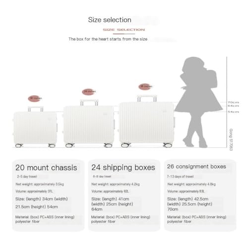 Suitcase New Aluminum Frame Hard Shell Suitcase Suitcase 20 Inch Boarding Case Long and Short Distance Trolley Case Luggage(Blue,26in)2