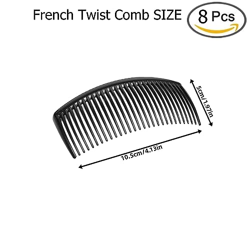 8 Peines French Twist para cabello fino, negro miniatura 2
