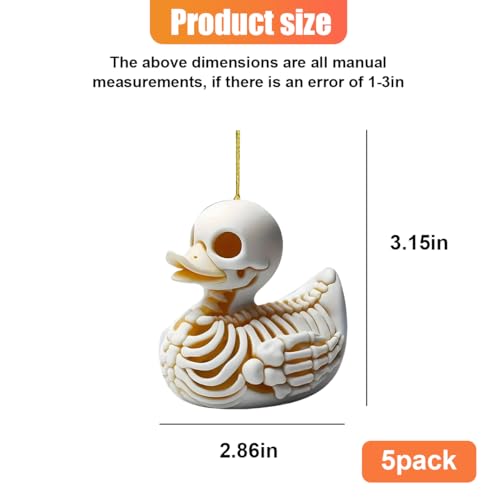 ZIMISI Swinging Skeleton Duck Car Hanging Accessories, Cute Car Rear View Mirror Charm, 2D Flat Acrylic Rearview Mirror Accessories, Funny Skull Hanging Ornament Pendant for Vehicle Home Office (1PC)