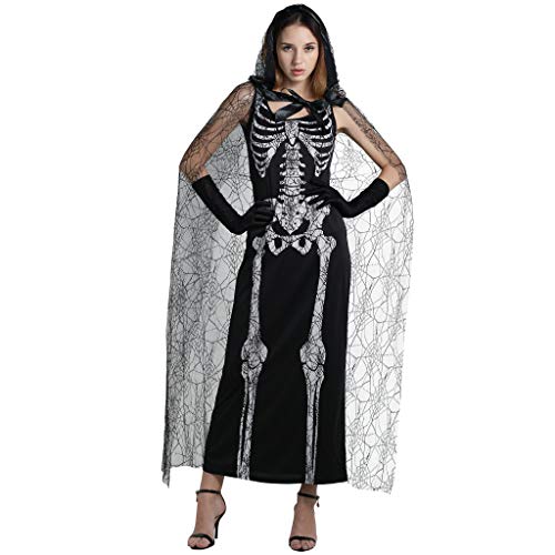 Preisvergleich Produktbild EraSpooky Damen Spinnennetz Skeleton Lady Halloween Kostüm