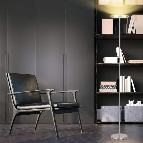 Floor Lamp,30W/2400Lm Sky Led Modern Torchiere 3 Color Temperatures Super Bright Floor Lamps-Tall Standing Pole Light With Remote & Touch Control For Living Room,Bed Room,Office (Brushed Nickel) #TOP6