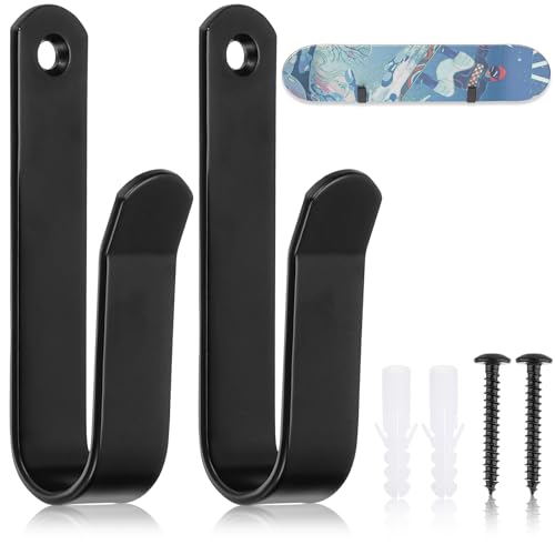 JYSNOW Soporte de Pared para Monopatín, Snowboard Skateboard Wall Mount, Soporte Pared Skate Horizontales, para Tablas de Skate, Longboards y Tablas de Snowboard 2 Piezas (Negro)