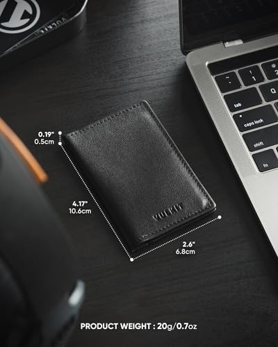 Image of VULKIT Leather Business Card Holder 2 Sided Slim Business Name Card Organizer for Men or Women (Nappa Black)