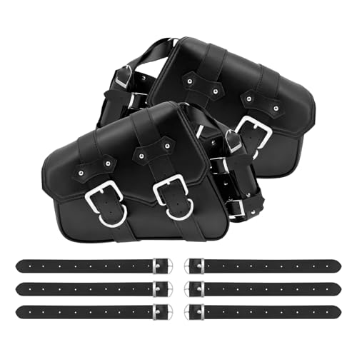 Alforjas de PU para motocicleta y equipaje lateral negro compatible con Dyna Softail 2