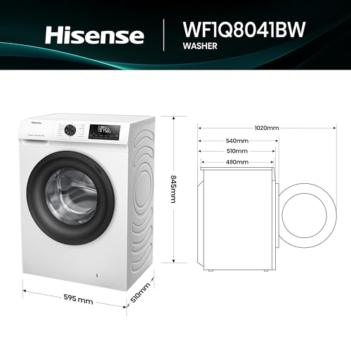Hisense 1Q Series WF1Q8041BW Freestanding 8 KG Front Load Washing Durable Inverter Machine, Steam Wash, Quick Wash, 15 Washing Programs 1400 RPM White - Energy Rating A - Image 4