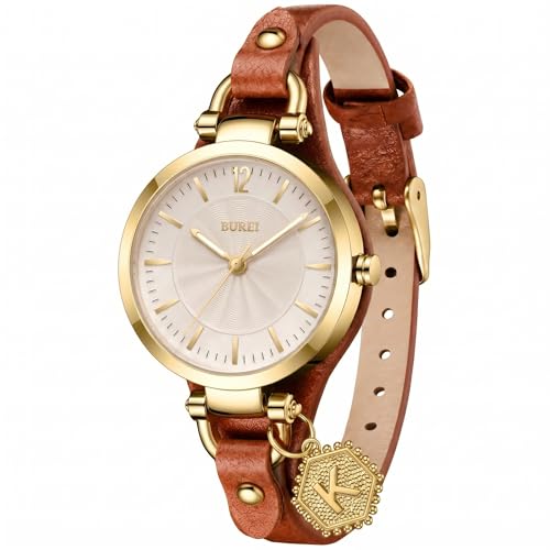 Montre bracelet cuir marron Burei au design raffiné