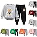 Kids Cute Bear Print Sweatsuits Toddler Girls Boys 2 Piece Tracksuit Crewneck Sweatshirt and Jogger Sweatpants for 0-6 Years