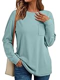 AUTOMET Womens Long Sleeve T Shirts Fall Tops Crewneck Oversized Sweatshirts Winter Cute Clothing Trendy Teacher Outfits, LightGreen, XXL