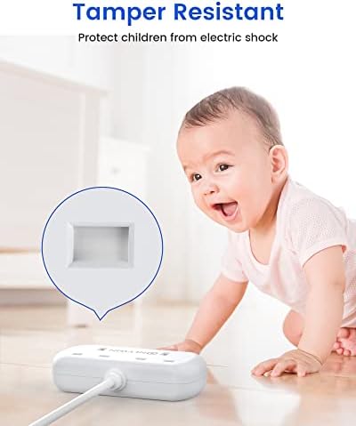 ONLYWIN Extension Lead with 2 Way Outlets 4 USB Ports, 1050J Surge Protection Power Strip with 1.5M Long Cable Cord, Extension Cord for Travel, Home, Office - White