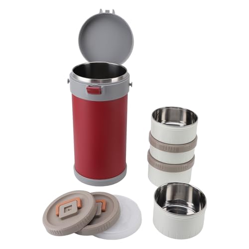 Garsent Isoliertes Lebensmittelglas, 2,9 L, Isolierte Lunchbehälter für Warme Speisen, Auslaufsicherer Edelstahl 304 für Erwachsene, 2-lagiges Vakuumisoliertes Fass, mit 4 -Boxen