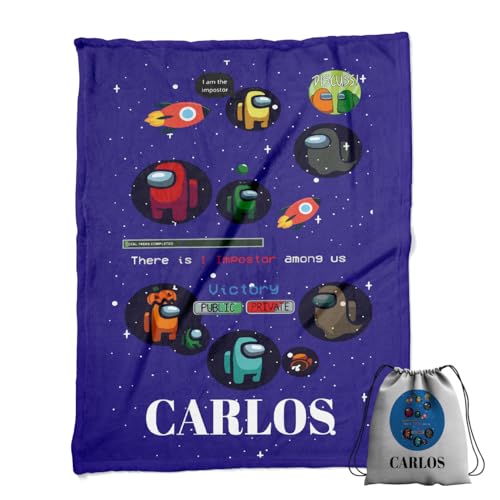 ZPUBLI+ Manta Personalizada con Nombre y Texto. Regalo Original para Navidad, cumpleaños, Regalo Infantil, Baby Shower. Manta Invierno Suave y Duradera. (Among US)