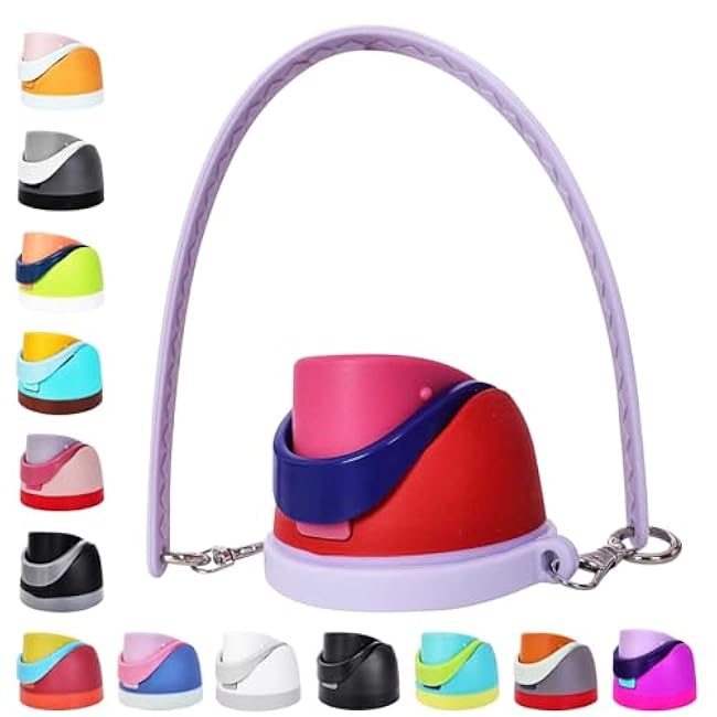 Replacement Lid for Owala Freesip, Compatible with Owala Cup 16oz 24oz 32oz 40oz, Leakproof Lids Accessory, Water Bottle Top Lid for Owala Freesip Compatible and Handle Strap, BPA-Free (Blue Red)