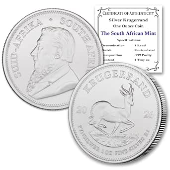 2026 1 oz South African Silver Krugerrand Coin 1 Rand BU