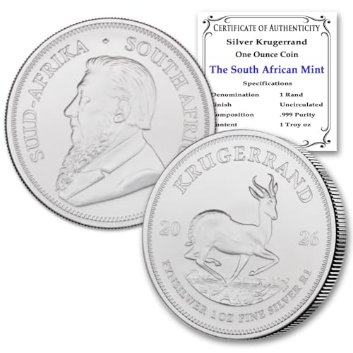 2026-1 oz South African Silver Krugerrand Coin 1 Rand Seller BU