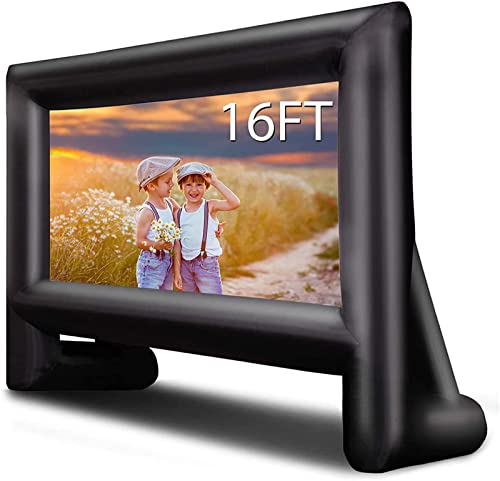 Image of 16ft Inflatable Mega Movie Projector Screen, Includes Inflation Pump, Tie-Downs and Storage Bag, Great for Outdoor Party Backyard Pool Fun