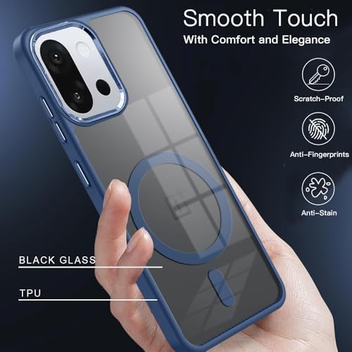 Image of KARWAN Translucent Hybrid Back Case Cover Compatible with Oneplus 13T,Oneplus 13S Shockproof Case with Camera Protection, N52 Magnet Cover Case with Magnetic MagEaze Wireless Charging Cover (Blue)