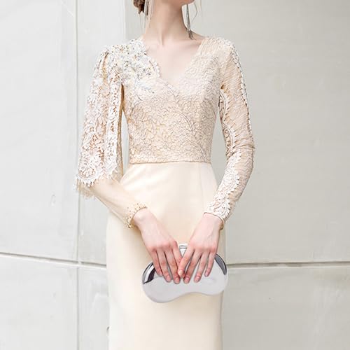 Image of Clutch Purses for Women Evening Handbags with Chain Metallic Purse Cute Shell Purse Clutch Bag for Wedding Party Prom