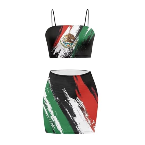 Image of 2025 Sexy Spaghetti Strap Crop Tops and Bodycon Skirt Casual 2 Piece Set S-4XL