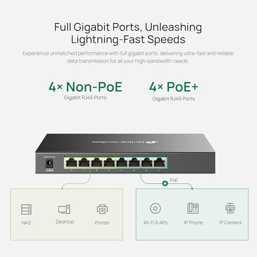 Image of TP-Link TL-SG2008P | Jetstream 8 Port Gigabit Smart Managed PoE Switch | 4 PoE+ Port @62W | Omada SDN Integrated | PoE Recovery | IPv6 | Static Routing | L2 /L3 /L4 QoS |Limited Lifetime Protection | 4 PoE+ Port @62W, Omada SDN Integrated, PoE Recovery, IPv6, Static Routing, L2 /L3 /L4 QoS, Limited Lifetime Protection