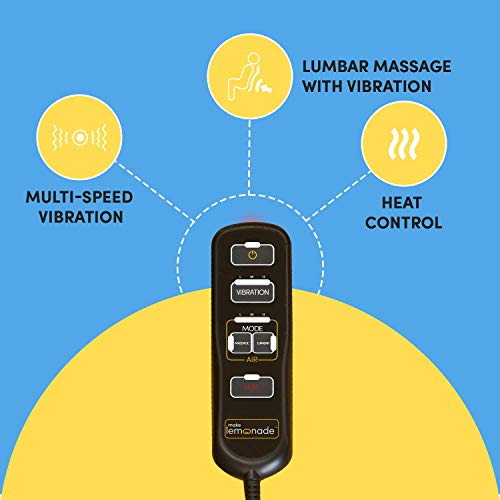 Air Compression Massage Cushion | Lumbar Support and Massage with Vibration and Soothing Heat for Home, Office and Car | Remote Controlled, Portable | Auto Adapter Included | Black