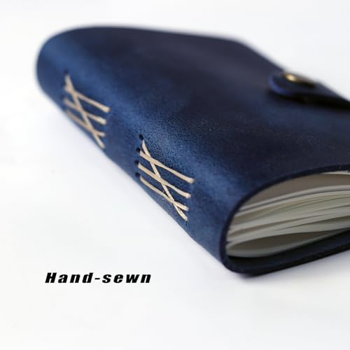Carnet de notes petit format cuir véritable bleu mini journal