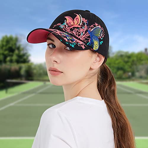Women Baseball Caps, Adjustable Breathable Embroidered Sun Hat For Sport Golf Mesh Sunbonnet Outdoor Black #TOP2