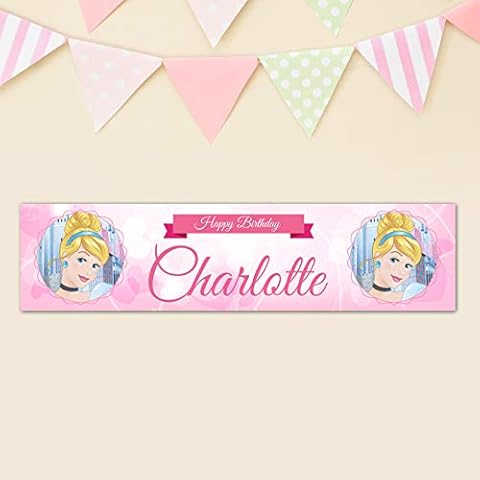 Cinderella Personalised Birthday Banner Official Disney Princess Custom Party 900x210mm… Cover