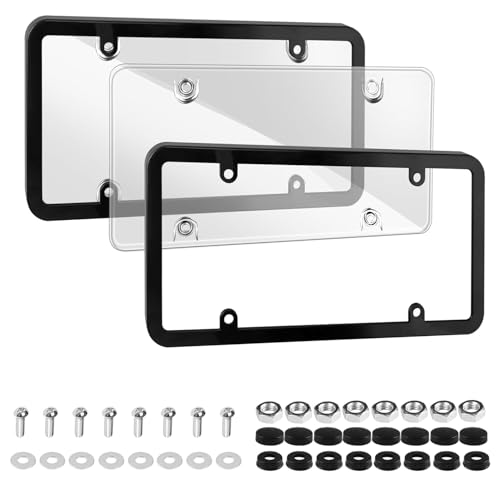 ANBOO 2 Pack License Plate Frames, Universal Plastic License Plate