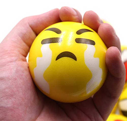 FIVOENDAR Set of 12 - Fun Face Stress Balls Cute Hand Wrist Stress Reliefs Squeeze Balls for Kids and Adults at School or Office Party Favors (Yellow Color Random Faces) (Latest) - image 6