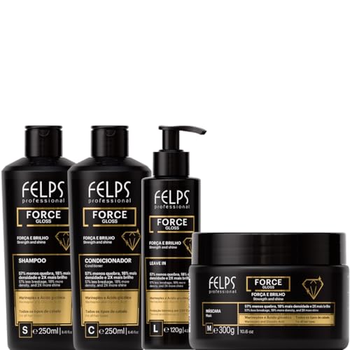 Felps Professional Force Gloss Hair Care Set, Black, with Marineplex
