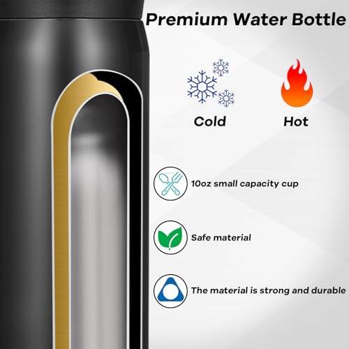 Dandat Pack de 4 Botellas de Agua Mini de Acero Inoxidable 10 oz con Aislamiento al Vacío miniatura 3
