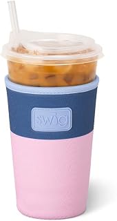 Swig Life Medium Iced Coffee Cup Coolie with Handle, Rose Water