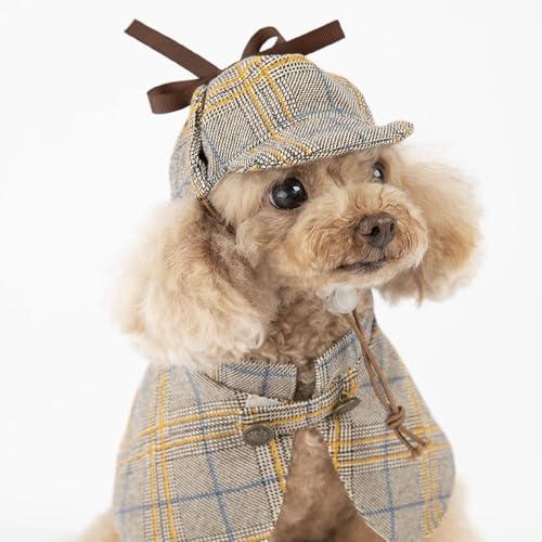 Cape tendance d'hiver style détective pour animaux de compagnie aux finitions soignées