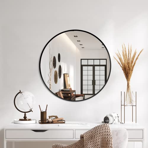Black Frame Mirror, Bathroom Mirrors for Wall,22” Round Circle Mirror for Entryway Bedroom