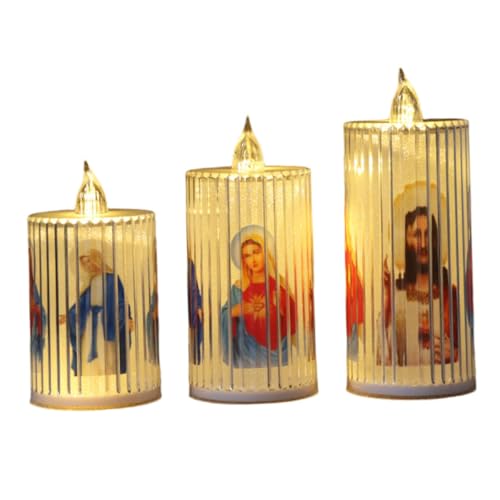 Velas LED de Jesús y la Virgen para decoración navideña y altares en iglesias o el hogar