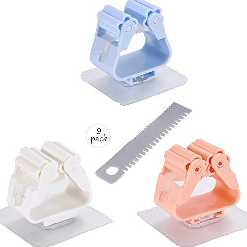 Preisvergleich Produktbild Besen Halter,9 Stück Wandhalterung Besenhalter Besenhalterung Wand Universal Selbstklebend Besenhalter Ohne Bohren Robuste Gerätehalter Besenhalter für Haushalt Besen Bad Badezimmer Küche Garten