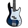 Bonnlo Electric Bass Guitar 4 Strings Full Size for Beginner Exquisite Basswood Burning Bass with Bag, Strap and Accessories (Dark Blue) #1