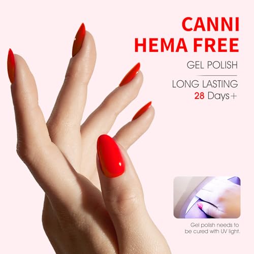 Image of CANNI Classic Red Gel Nail Polish, 1Pcs Bright Red Orange Gel Polish Dark Color Soak Off U V Nail Manicure Salon DIY at Home