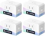 Meross Matter Prise intelligente 4 Faites votre valise, WiFi Sortie avec surveillance de l'énergie pour l'automatisation à domicile, à distance & Commande vocale, Compatible avec Alexa, Google, Apple HomeKit, et SmartThings, 2.4G Wi-Fi seulement