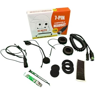 The Helmet Shop 7 Pin Helmet Headset Compatible with Harley Davidson Motorcycles, Wired Harley Communication System with Stereo Speakers & Noise Canceling Boom Mic | 7-Pin Lower Cord Included