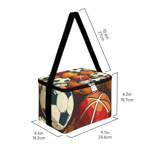 GzLeyigou Lunch Bags for Women Men 9 Cans,Sport Balls Hot & Cold Food Delivery Bag Insulated Grocery Bag Insulated Lunch Box Cooler Bag for Office Work Picnic Beach