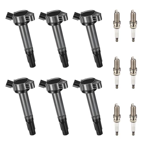 Image of BDFHYK Ignition Coil Pack UF487 and Iridium Spark Plug 6619 Compatible with Toyota RAV4 09-18 Camry 10-17 Highlander 09-19 Sienna 11-13 Venza 09-15 Toyota Oem Coil Pack 2.5L 2.7L l4 Set of 6