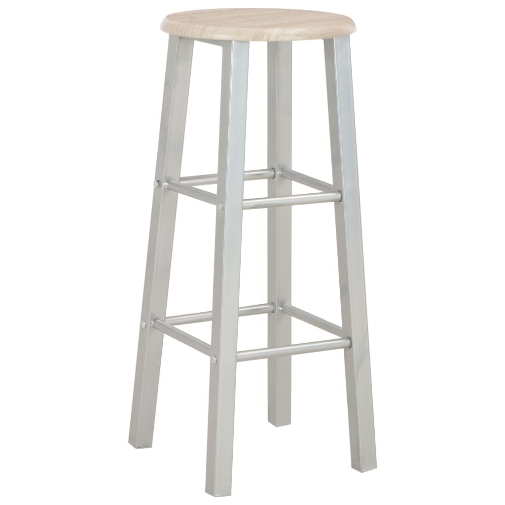 vidaXL Set da Bar 3 pz Tavolo e Sedie con Poggiapiedi Bancone 2 Sgabelli Alti Angolo Cucina Arredi per Esterni in Legno e Acciaio Rovere e Grigio