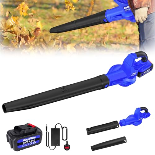 Leaf Blower Cordless 21V with 4.0Ah Battery and Charger, Lightweight Battery Leaf Blower Handheld Electric Garden Blowers, 220CFM Dust Blower Air Blower for Cleaning Garden Leaves Grass Cuttings